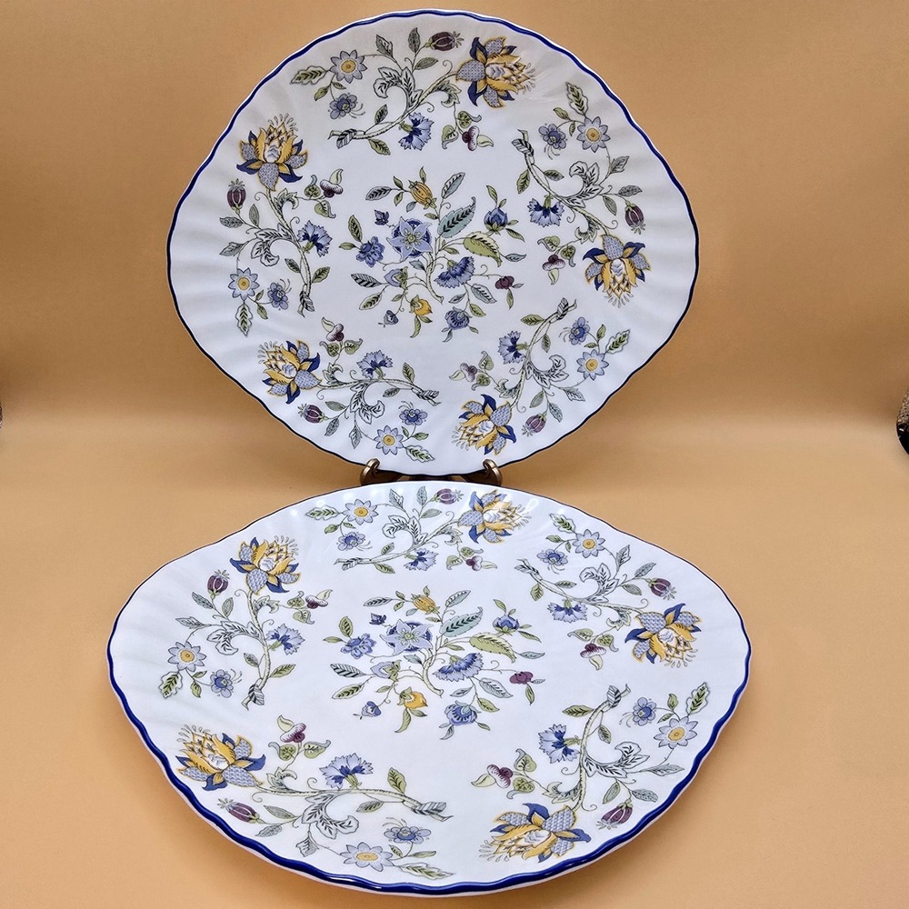 Minton Haddon Hall Blue Dinner Salad Plates Set of 2 Fine Bone China England